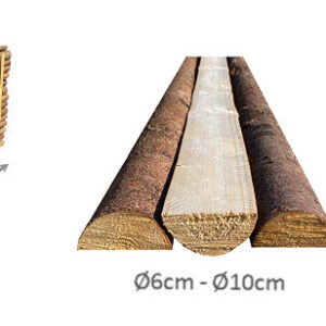 HALVE RAFTER MED BARK L220*Ø6-10CM